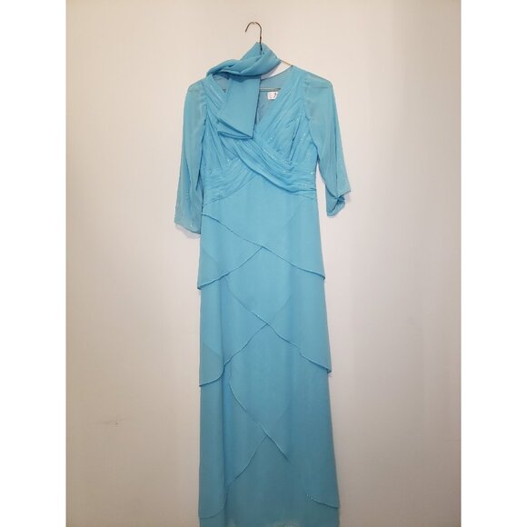 Jade By Jasmine Dresses & Skirts - Jade by Jasmine Mother of the Bride Dress Petite P8 Maxi Blue Sparkly 3/4 Sleeve